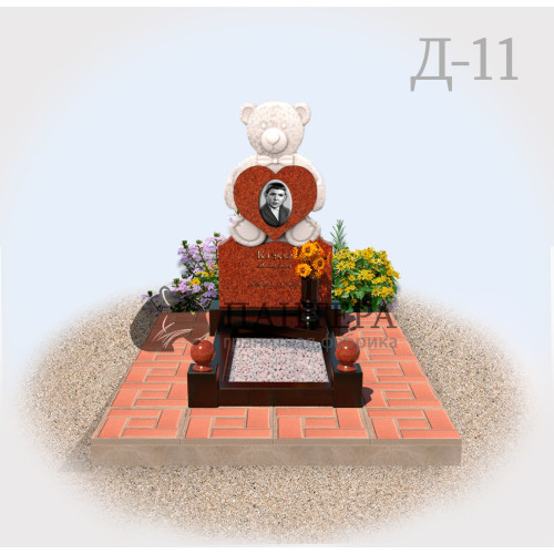Памятник Мишка из красного гранита Д11-1